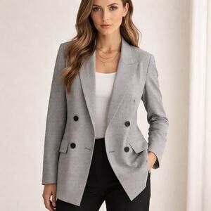 Rachel Zoe Double-Breasted Blazer | Micro Check | Size M
